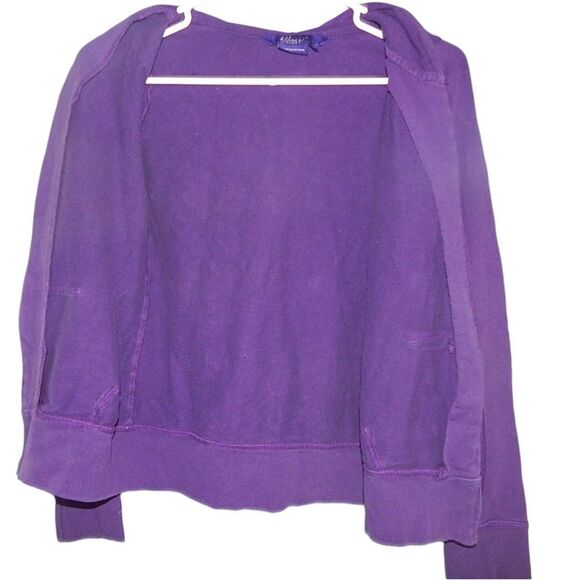 MILEY CYRUS MAX AZRIA women's large purple full zip hooded jacket with pockets - Picture 7 of 11